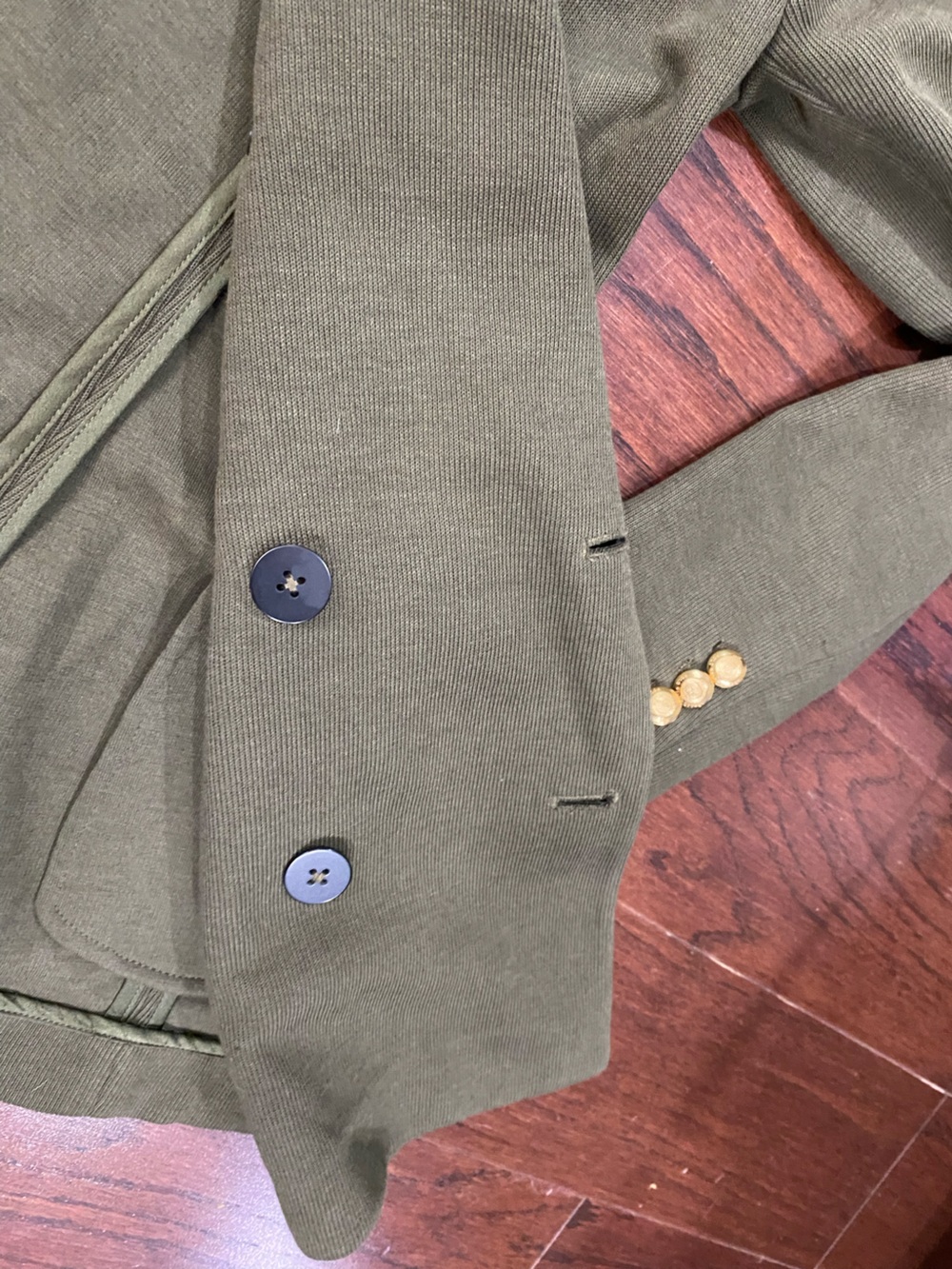 Lauren Ralph Lauren Knit Blazer Jacket Gold Button Army Green Women Size 4 - Picture 6 of 7